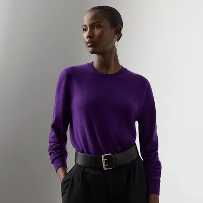Ralph Lauren Cashmere-blend Jersey Crewneck Sweater In Purple