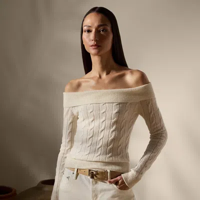 Polo Ralph Lauren Cashmere-blend Off-the-shoulder Sweater In Lux Cream