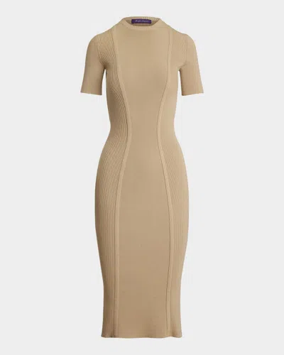 Polo Ralph Lauren Cashmere-blend Sweater Day Dress In Tan