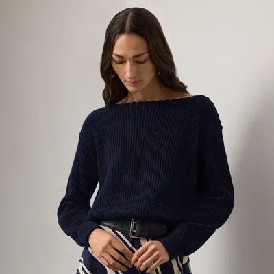 Ralph Lauren Cashmere Boatneck Sweater In Icon Navy In Blue