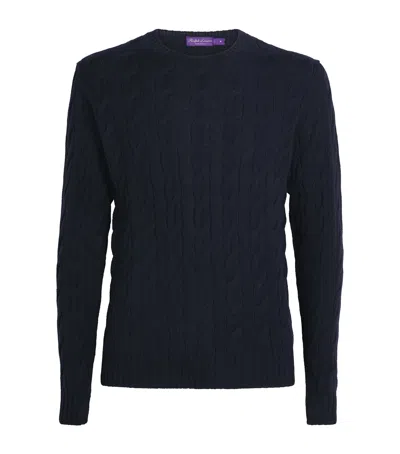 Ralph Lauren Cashmere Cable-knit Sweater In Blue