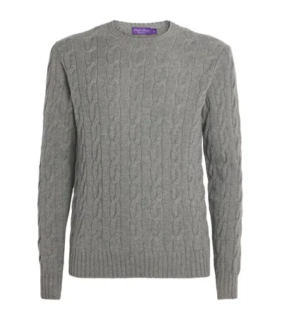 Ralph Lauren Cashmere Cable-knit Sweater In Gray