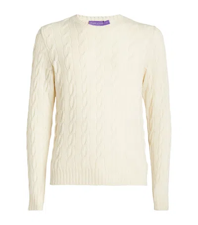 Ralph Lauren Cashmere Cable-knit Sweater In White