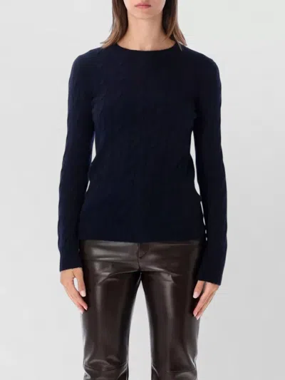 Ralph Lauren Cashmere Cable-knit Slim-fit Crewneck Sweater In Blue