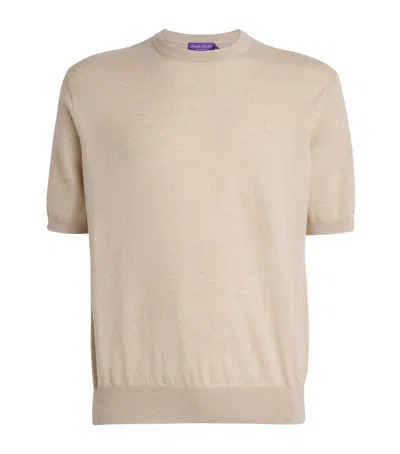 Ralph Lauren Cashmere Crew-neck Short-sleeve Sweater In Neutral