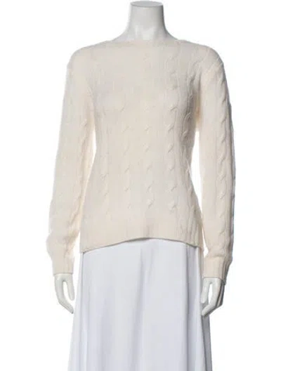 Pre-owned Ralph Lauren Cashmere Crew Neck Sweater In White