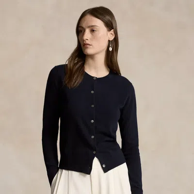 Polo Ralph Lauren Cashmere Crewneck Cardigan In Hunter Navy In Multi