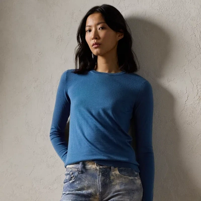Polo Ralph Lauren Cashmere Crewneck Sweater In Antique Blue
