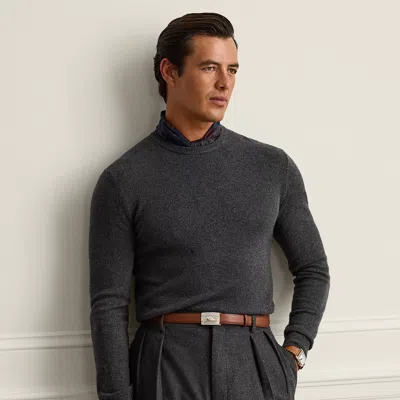 Ralph Lauren Cashmere Crewneck Sweater In Dark Grey Melange