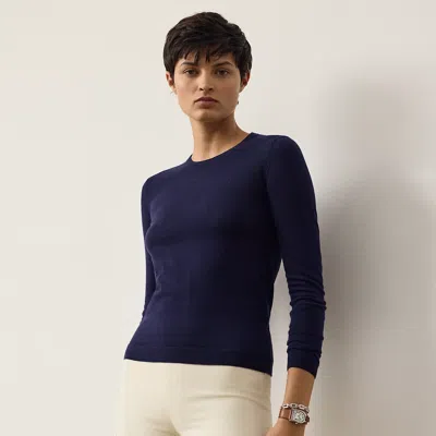 Ralph Lauren Cashmere Crewneck Sweater In Lux Navy In Blue