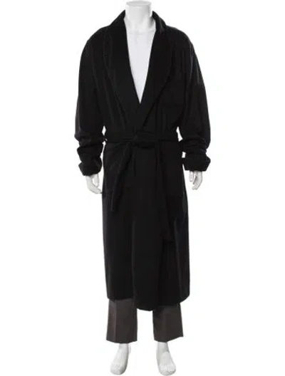 Pre-owned Ralph Lauren Cashmere Embroidered Accent Robe In Black