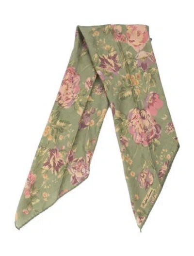 Pre-owned Ralph Lauren Cashmere Floral Print Shawl In Green