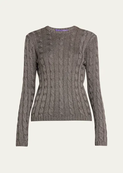 Polo Ralph Lauren Cashmere High-shine Cable-knit Sweater In Grey Htr