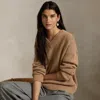 Ralph Lauren Cashmere High V-neck Sweater In Brown