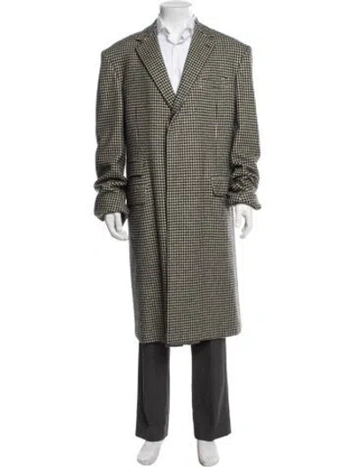 Pre-owned Ralph Lauren Cashmere Houndstooth Print Coat In Green