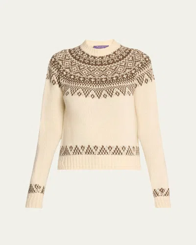 Ralph Lauren Cashmere Jersey Crewneck Sweater In Neutral