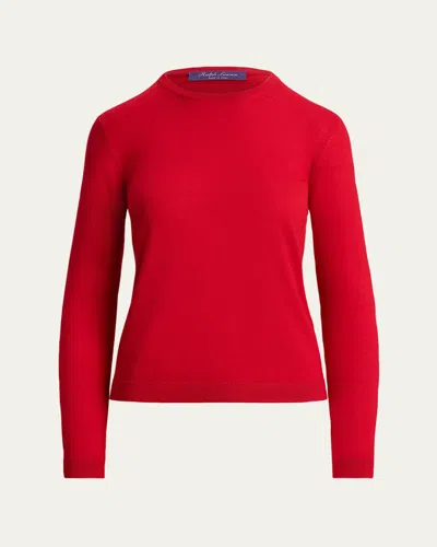 Ralph Lauren Cashmere Jersey Crewneck Sweater In Red