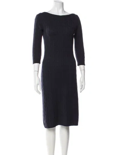 Pre-owned Ralph Lauren Cashmere Knee-length Dress In Blue