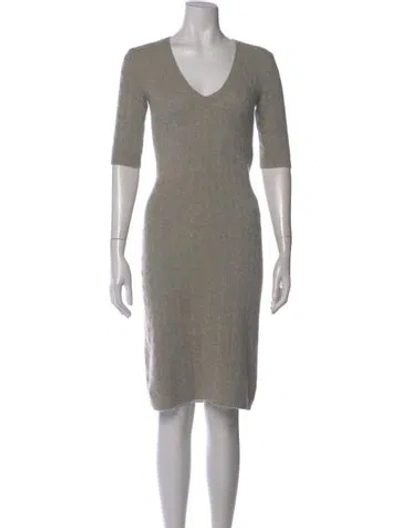 Pre-owned Ralph Lauren Cashmere Knee-length Dress In Gray