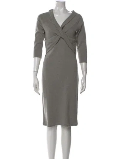 Pre-owned Ralph Lauren Cashmere Knee-length Dress In Gray