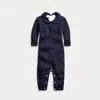 Polo Ralph Lauren Babies' Cashmere Knit-collar Coverall In College Navy