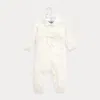 Polo Ralph Lauren Cashmere Knit-collar Coverall In Pearl Blue