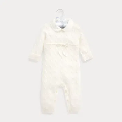 Polo Ralph Lauren Babies' Cashmere Knit-collar Coverall In Pearl Blue