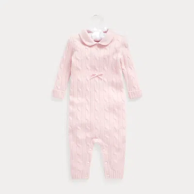 Ralph Lauren Kids' Cashmere Knit-collar Coverall In Pink