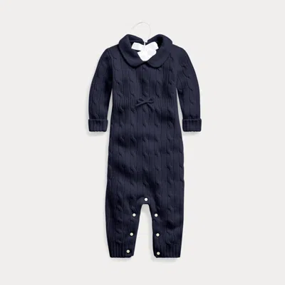 Ralph Lauren Babies' Cashmere Knit-collar Coverall In College Navy In Blue