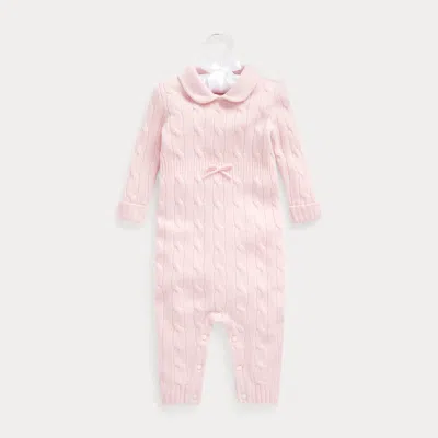 Ralph Lauren Babies' Cashmere Knit-collar Coverall In Morning Pink