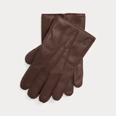 Polo Ralph Lauren Cashmere-lined Sheepskin Touch Gloves In Dark Brown