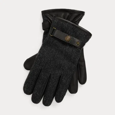 Polo Ralph Lauren Cashmere-lined Wool & Sheepskin Gloves In Black/charcoal