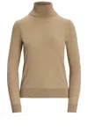 Ralph Lauren Womens Ribbed Long Sleeve Mock Turtleneck Sweater In Brown