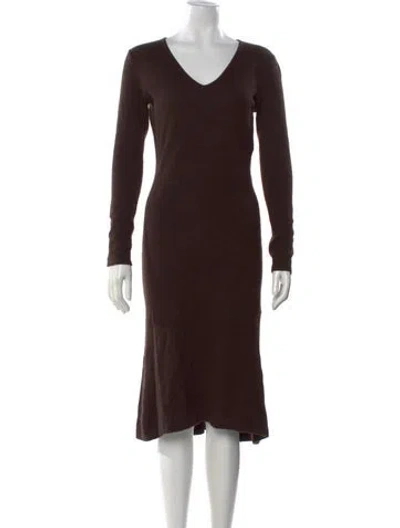 Pre-owned Ralph Lauren Cashmere Midi Length Dress In Brown