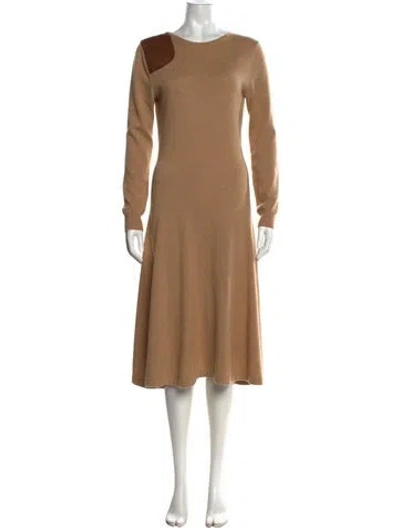 Pre-owned Ralph Lauren Cashmere Midi Length Dress In Brown