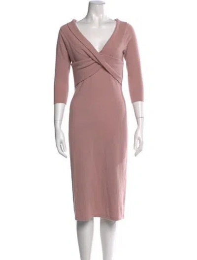 Pre-owned Ralph Lauren Cashmere Midi Length Dress In Pink