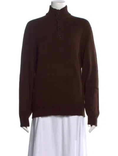 Pre-owned Ralph Lauren Cashmere Mock Neck Sweater In Brown