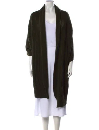 Pre-owned Ralph Lauren Cashmere Open Front Sweater In Black/green