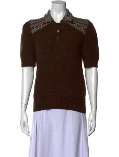 Pre-owned Ralph Lauren Cashmere Patterned Sweater W/ Tags In Brown