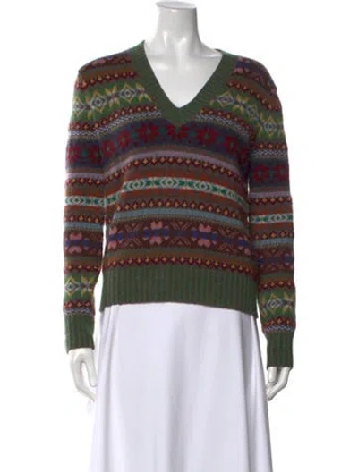 Pre-owned Ralph Lauren Cashmere Patterned Sweater W/ Tags In Gray
