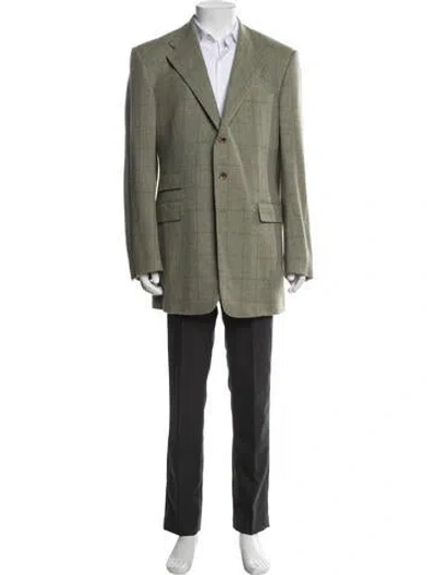 Pre-owned Ralph Lauren Cashmere Plaid Print Blazer In Green