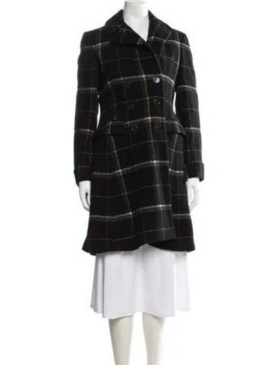 Pre-owned Ralph Lauren Cashmere Plaid Print Coat In Black