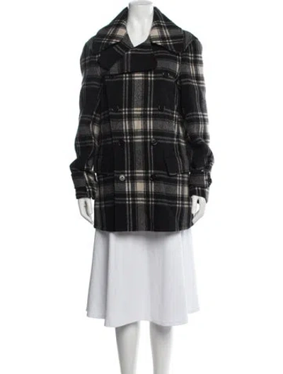 Pre-owned Ralph Lauren Cashmere Plaid Print Peacoat In Green