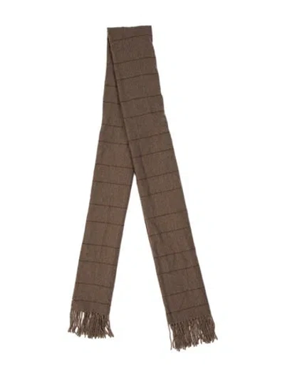 Pre-owned Ralph Lauren Cashmere Plaid Print Scarf In Brown