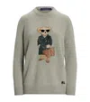 Ralph Lauren Bear Graphic Knitwear Ribbed Finish In Green
