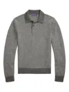 Ralph Lauren Birdseye Cashmere Quarter-zip Sweater In Medium Grey Multi