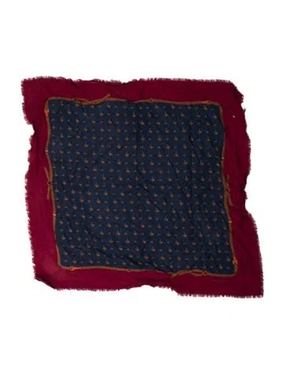 Pre-owned Ralph Lauren Cashmere Printed Scarf In Blue