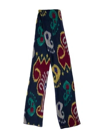 Pre-owned Ralph Lauren Cashmere Printed Scarf In Blue