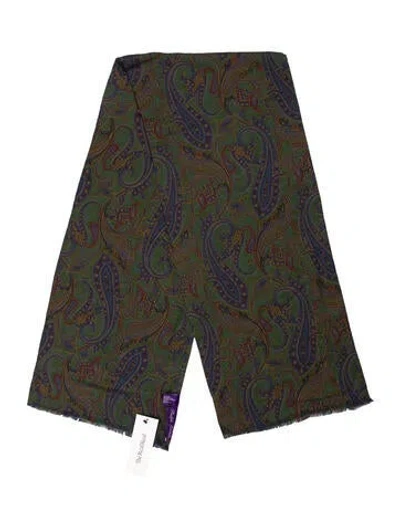 Pre-owned Ralph Lauren Cashmere Printed Scarf In Green