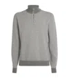 Ralph Lauren Birdseye Cashmere Quarter-zip Sweater In Gray